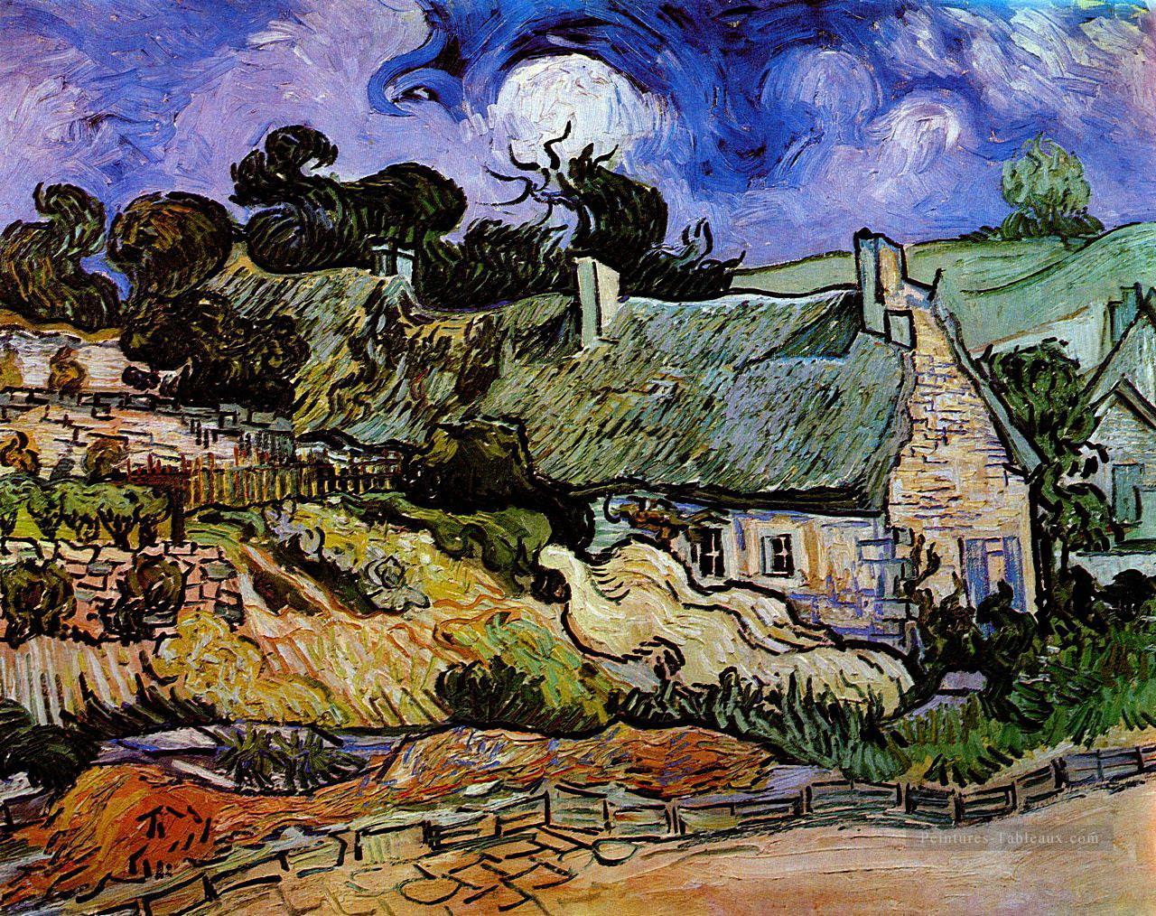 Maisons aux toits de chaume Cordeville Vincent van Gogh Peintures à l'huile